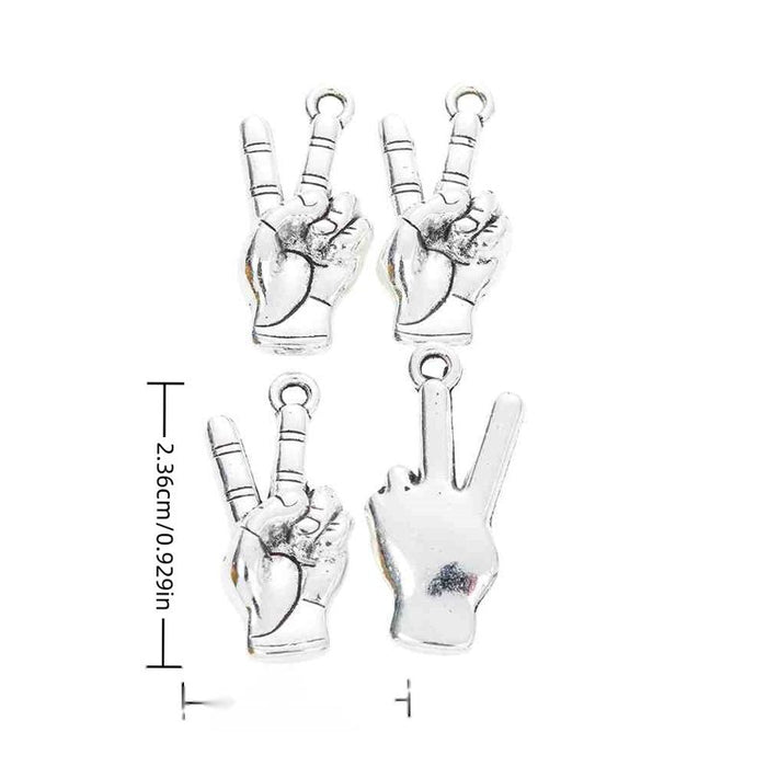 Peace Sign Hand Charm in 1 Metal Finish for Jewelry Making