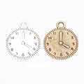 Antique Round Clock Face Metal Charm, Two Finishes view 1