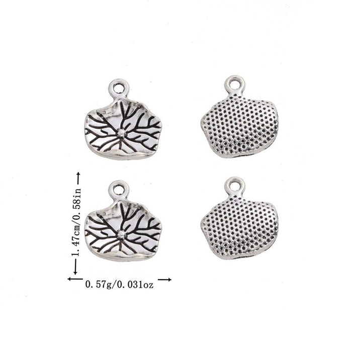 Textured Lotus Leaf Metal Charm Pendant Jewelry Making Component