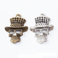 Top Hat Skull Metal Charm Pendant in Two Vintage Finishes view 1