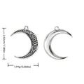 Patterned Crescent Moon Silver Tone Metal Charm for Jewelry Making view 1