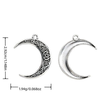 Patterned Crescent Moon Silver Tone Metal Charm for Jewelry Making