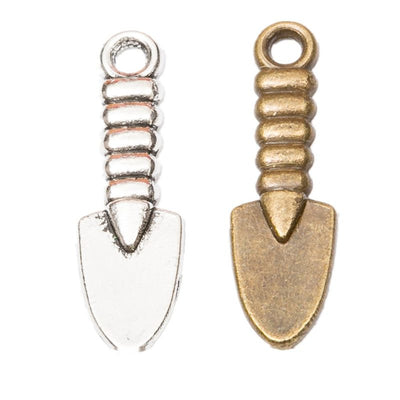 Miniature trowel with a ribbed handle shown in the available finishes
