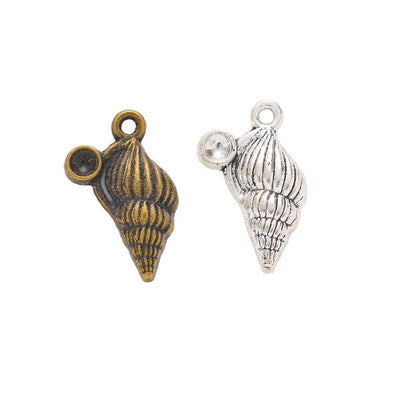 Spiral Seashell metal design group view on a light background
