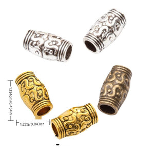 Scrollwork Barrel Large Hole Metal Beads in Three Finishes