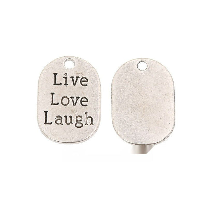 Live Love Laugh Double Sided Metal Tag Charm for Jewelry Making
