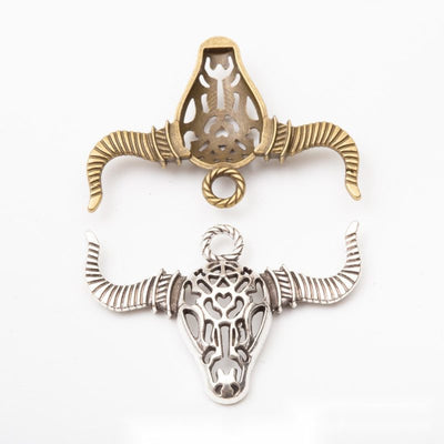 Longhorn Cattle Skull Metal Charms grouped product view on a white background