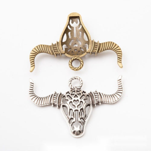 Longhorn Cattle Skull Metal Charms grouped product view on a white background