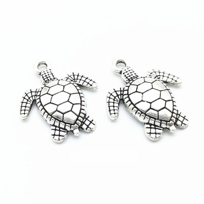Sea Turtle Charm in Antique Silver for Jewelry Making