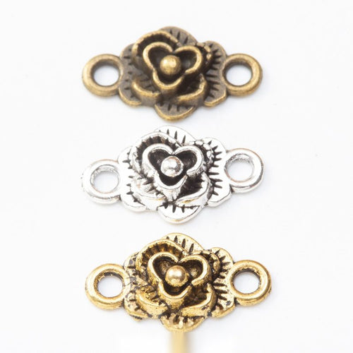 Rose Connector metal component, front grouping showing the available finishes.