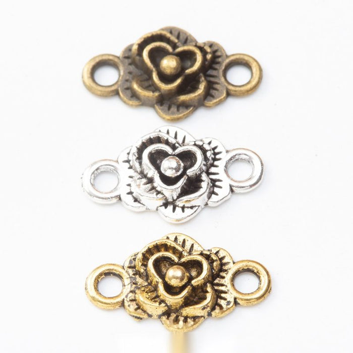 Rose Connector Metal Charm 3 Finish Options Craft Supply