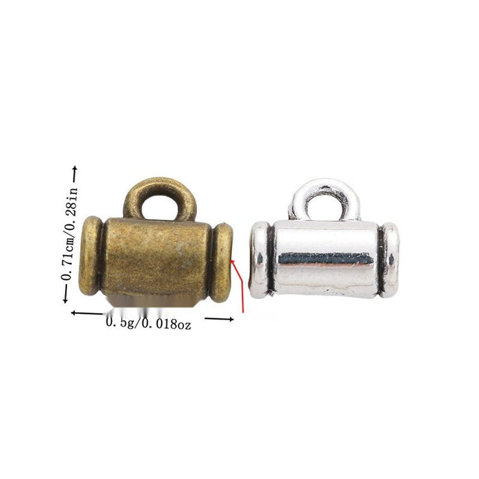 Plain Cylinder Three Way Bail Bead in Textured Metal for Jewelry Making
