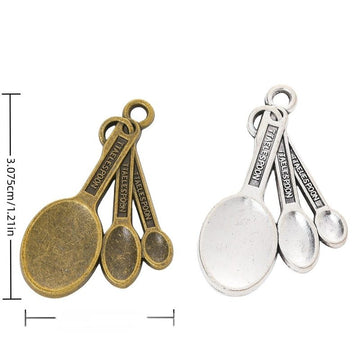 Measuring Spoon Cluster Charm in 2 Metal Finishes for Jewelry Making