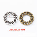 Antique Metal Round Chain Link Connector With Textured Detail, 2 Finishes view 1