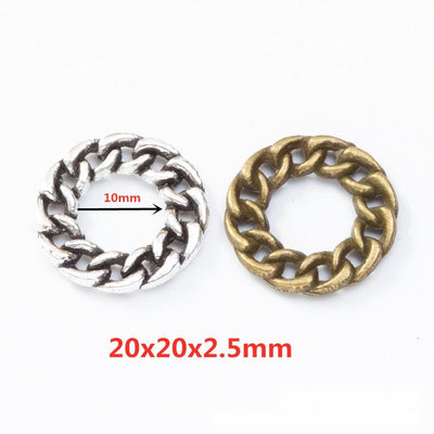 Round Chain Link Connector finish comparison showing a circular curb-chain pattern with an open center