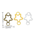 Star Connector with an open five-point star with loops at both ends in 3 Metal Finishes view 1