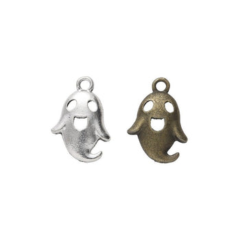 Smiling Ghost Metal Charm in Antique Bronze and Antique Silver