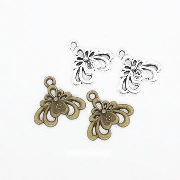 Openwork Bee Charm Alloy Jewelry Making Component in 2 Finish Options