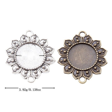 Floral Cabochon Setting Metal Jewelry Component 2 Finish Options Craft Supply