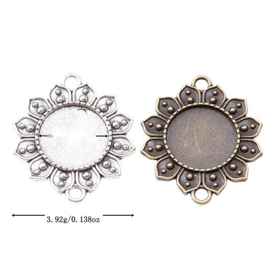 Floral Cabochon Setting metal component, front grouping showing the available finishes.
