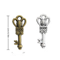 Crown Top Key Metal Charms in Antique Bronze and Silver view 1