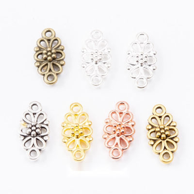 Floral Double Loop Metal Connectors grouped product view on a white background