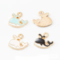 Gold Tone Enamel Whale Charm Pendant For Jewelry Making And Craft Projects view 1