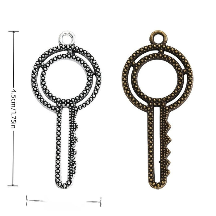 Round Head Key Metal Charms in Two Finishes for Jewelry Making