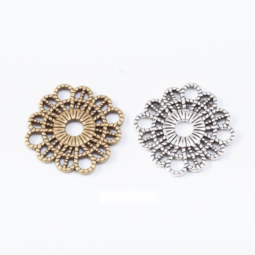 Round Floral Metal Connectors In Two Antique Finishes