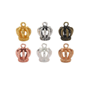 Openwork Crown Metal Charms in Six Polished Finishes