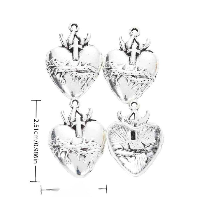 Sacred Heart Cross and Thorns Charm in 1 Pictured Finish