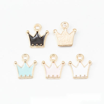 Enamel Crown Metal Charm Pendant shown in the available visible finishes