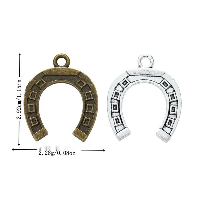 Geometric Horseshoe Charm In 2 Metal Finishes For Jewelry Making
