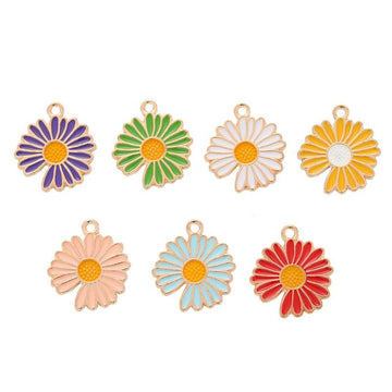 Striped Enamel Daisy Charms in Seven Bright Colors