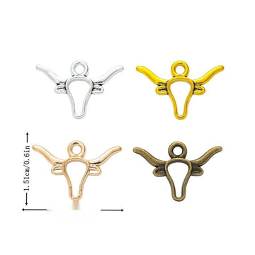 Longhorn Skull Outline Metal Charm In 4 Finish Options