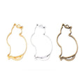 Cat Outline Charm Openwork Sitting Cat Metal Pendant in Three Finishes view 1