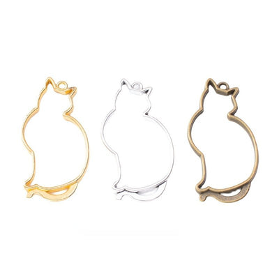 Cat Outline Charm grouped finish options on a white background
