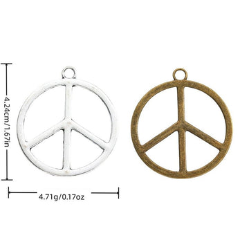 Large Round Peace Sign Metal Charms in Two Finishes