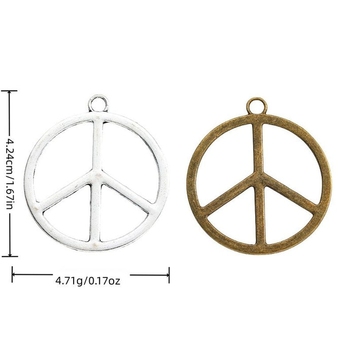Large Round Peace Sign Metal Charms in Two Finishes
