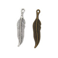 Long Feather Charm with Fine Barbs in Two Antique Finishes view 1
