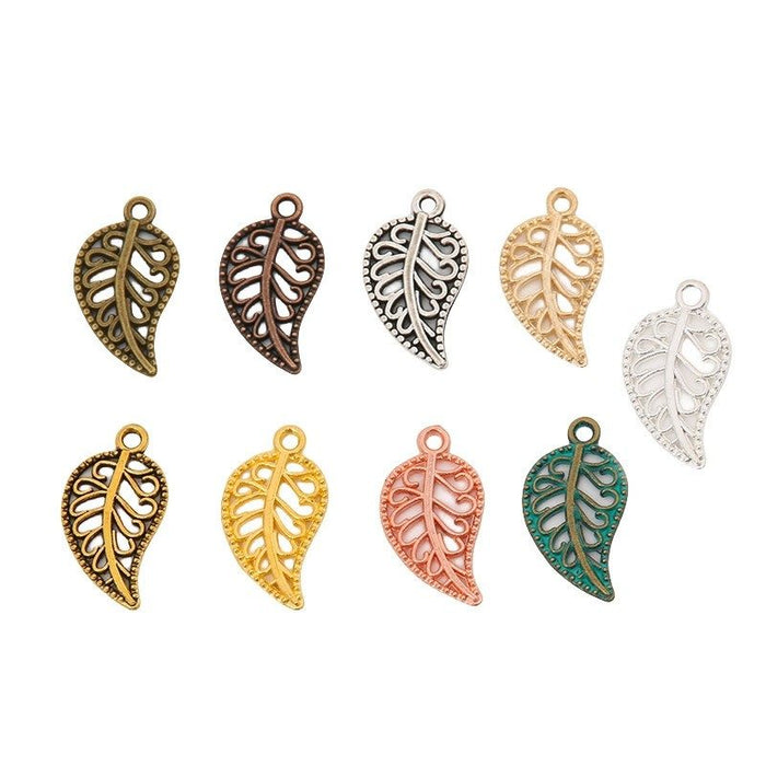 Filigree Curved Leaf Charm in Multiple Metal Finishes for Jewelry Making