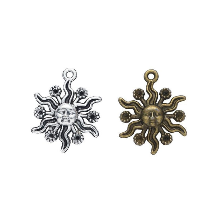 Layered Ray Sun Charm Metal Pendant for Jewelry Making