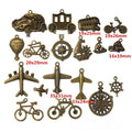 Mixed Antique Bronze Transportation and Travel Metal Charms view 1