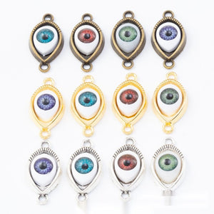 Colorful Evil Eye Teardrop Pendants in 12 Metal Finish Options