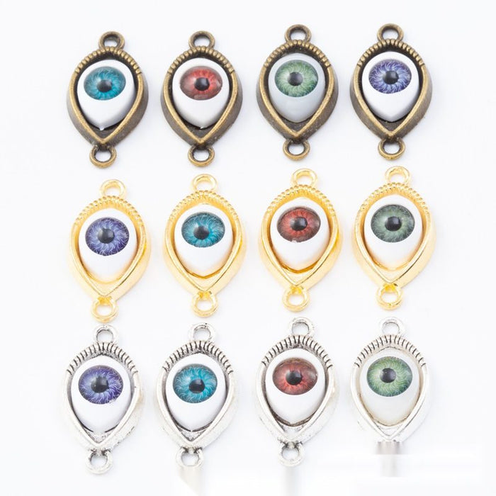 Colorful Evil Eye Teardrop Pendants in 12 Metal Finish Options