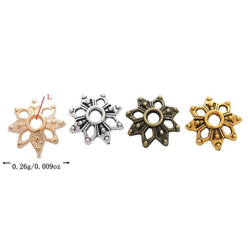 Eight Petal Flower Bead Caps In Four Metal Finishes