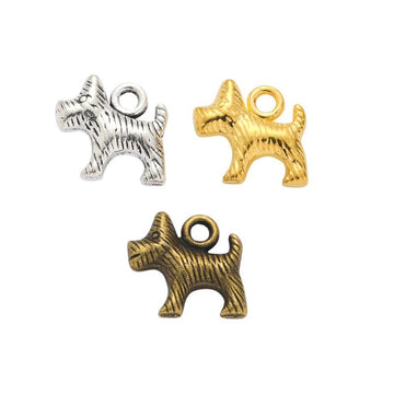 Small Terrier Dog Detailed Metal Charm in 3 Finishes