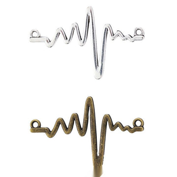 Heartbeat Line Two Loop Connectors in 2 Metal Finish Options