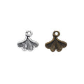 Fan-Shaped Ginkgo Leaf Charms in Bronze and Antique Silver view 1