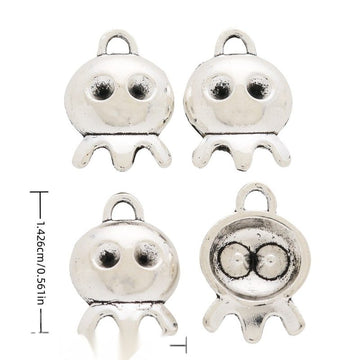 Rounded Octopus Double Loop Connector in Silver Tone